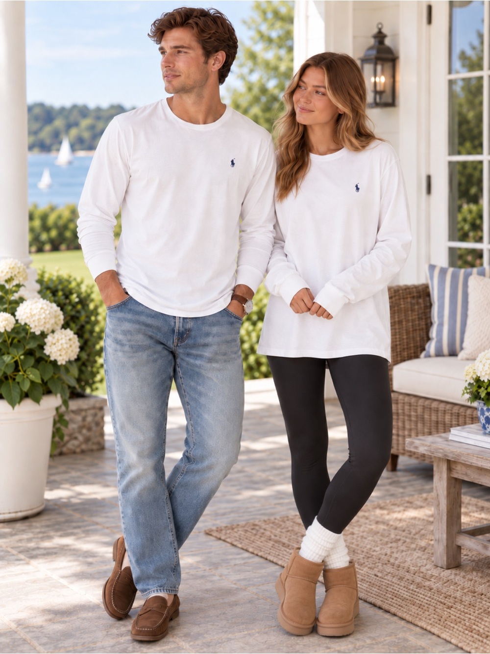 Men’s White 100% Cotton Long Sleeve Tee Polo Ralph Lauren – Classic Comfort